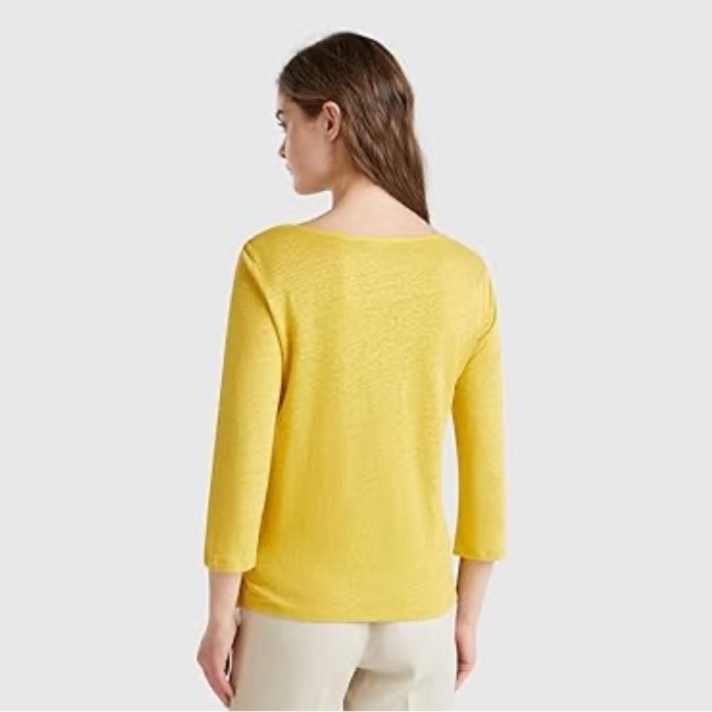 Eileen Fisher NWT organic linen jersey bateau neck tunic top in yellow. size S - Picture 2 of 6